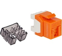 Модуль Keystone LANMASTER RJ45, неэкранированный, кат.5E, со встроенной шторкой, 180 градусов, оранжевый LAN-OK45U5E/180R-OR