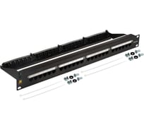 Патч-панель LANMASTER 19", 24 порта RJ45, неэкранированная, кат.5E, 1U, с задним органайзером с фиксаторами кабеля, LAN-PPL24U5E LAN-PPN24U5E