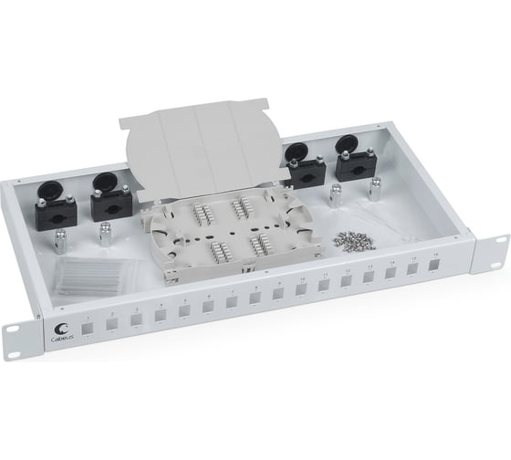 Кросс бокс Cabeus оптический, на 16 SC LC, duplex, со сплайс пластиной и КДЗС, FO-19-16SC