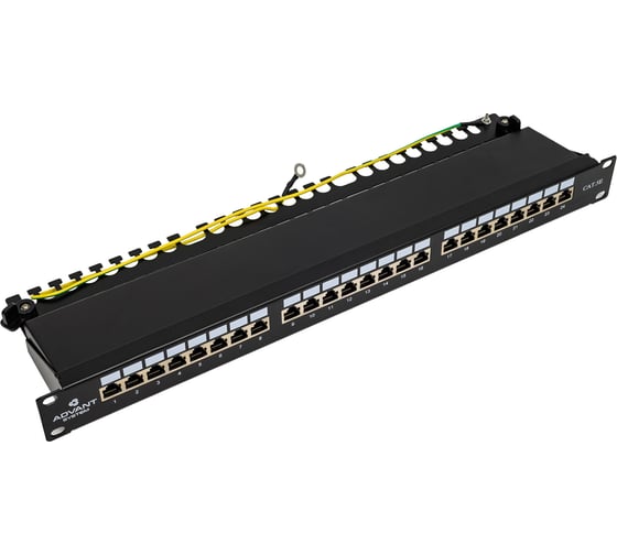 Экранированная патч-панель Advant категория 5е, 24 порта, 1U, 19", ADV5e-FPNL241U