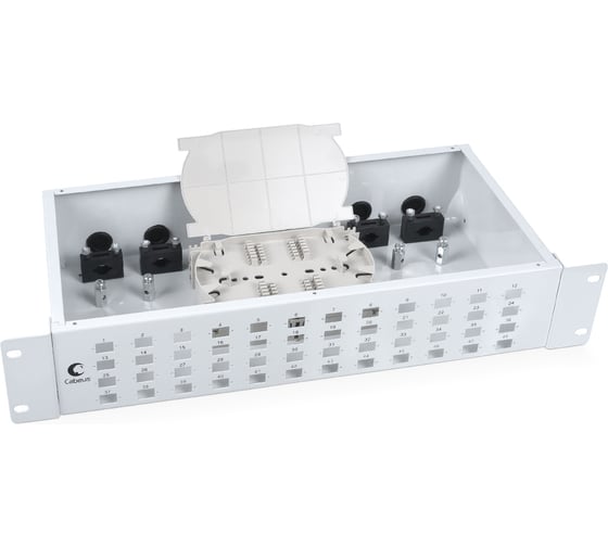 Кросс бокс Cabeus оптический, на 48 SC LC duplex, со сплайс пластиной и КДЗС, FO-19-48SC