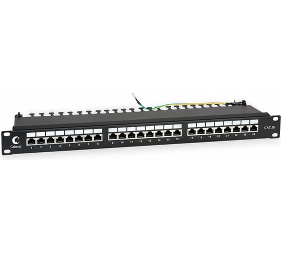 Коммутационная патч-панель Cabeus 1HU, портов: 24хRJ45, категория 5е, экранирование, PL-24-Cat.5e-SH-Dual 1