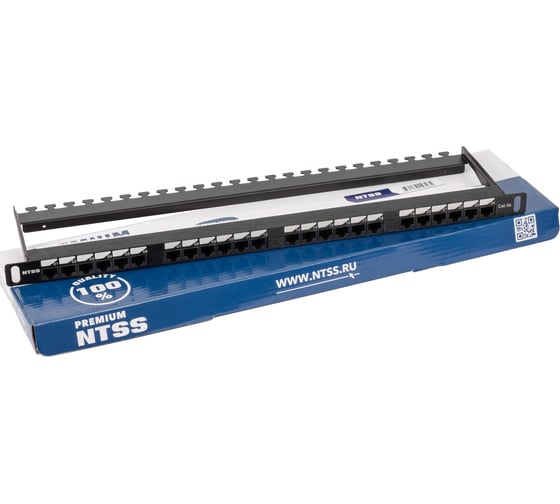 Патч-панель NTSS PREMIUM 0.5U 24 порта RJ45 UTP cat.5е, Dual IDC с задним кабельным органайзером NTSS-PP2-PM-0.5U-24-UTP-RJ45-5e-D