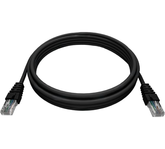 Патч-корд NTSS 2хRJ45/8P8C, T568B UTP, 5e категория, литой, 0.3 метра, LSZH, черный NTSS-PC-UTP-RJ45-5e-0.3-LSZH-BL 1