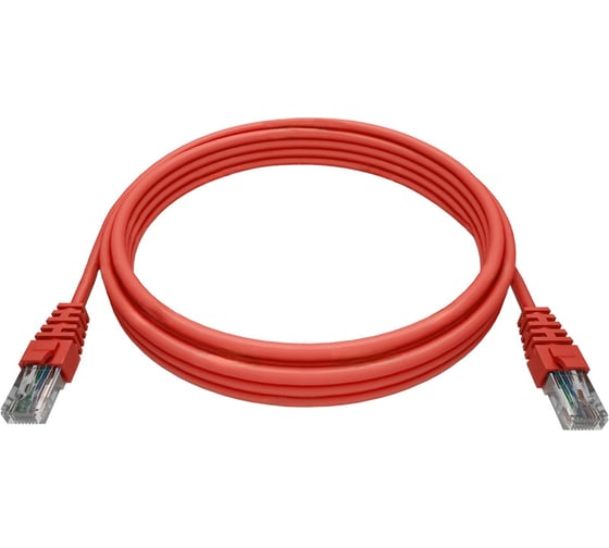 Патч-корд NTSS 2хRJ45/8P8C, T568B UTP, 5e категория, литой, 3 метра, LSZH, красный NTSS-PC-UTP-RJ45-5e-3.0-LSZH-RD 1