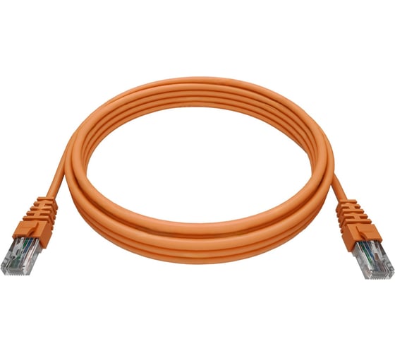 Патч-корд NTSS 2хRJ45/8P8C, T568B UTP, 5e категория, литой, 0.3 метра, LSZH, оранжевый NTSS-PC-UTP-RJ45-5e-0.3-LSZH-OR