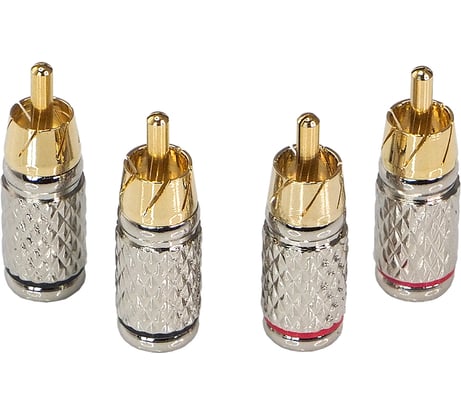 RCA - коннектор для кабеля AURA до 6 мм, 2 красных + 2 черных, блистер RCA-P601