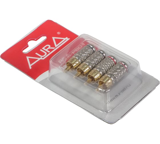 RCA - коннектор для кабеля AURA до 6 мм, 2 красных + 2 черных, блистер RCA-P601