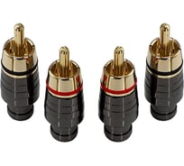 RCA - коннектор для кабеля AURA до 4 мм, 2 красных + 2 черных, блистер RCA-P403