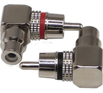 Коннектор переходник угловой AURA RCA 6 мм вход, 2 шт. RCA-P620