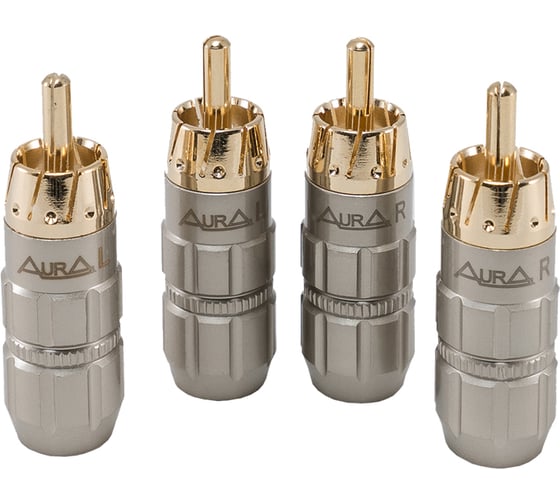Коннектор для кабеля AURA RCA до 6 мм, 2 левых + 2 правых, блистер RCA-P619