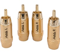 Коннектор для кабеля AURA RCA до 6 мм, позолочен. 2 левых + 2 правых, блистер RCA-P617