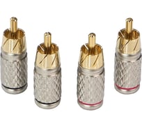 Коннектор для кабеля AURA RCA до 6 мм, 2 красных + 2 черных, блистер RCA-P602