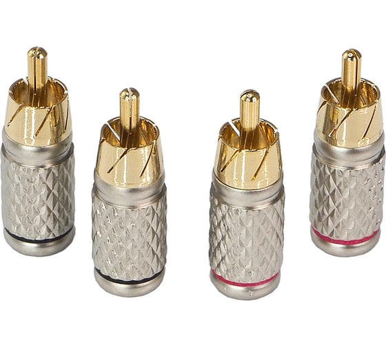 Коннектор для кабеля AURA RCA до 6 мм, 2 красных + 2 черных, блистер RCA-P602 1