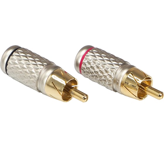 Коннектор для кабеля AURA RCA до 6 мм, 2 красных + 2 черных, блистер RCA-P602