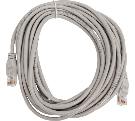 Патч-корд ExeGate UTP-RJ45-RJ45-5e-CU-5M-GY, UTP, cat.5e, 5м, медь, серый 282014 1