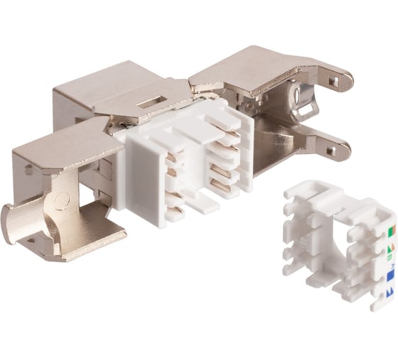 Розеточный модуль NTSS PREMIUM Keystone RJ45 FTP CAT6 180 градусов безинструментальный белый ver2 NTSS-KJ2-PM-FTP-RJ45-6-180-TL-WT
