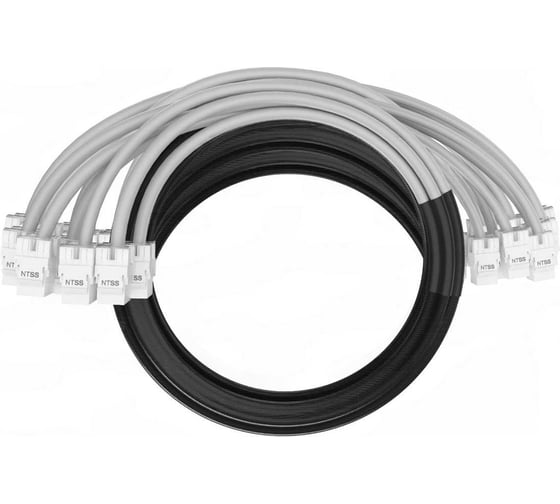 Кабельная сборка NTSS PREMIUM 6pc, FTP CAT5e, оконцована разъемами KEYSTONE RJ45 FTP CAT5e, заделка в чулке, вывод 0.6м, длина 11м, LSZH, серый NTSS-PC-PM-6-FTP-RJ45KJ-5e-S-0.6-11.0-LSZH-GY 1