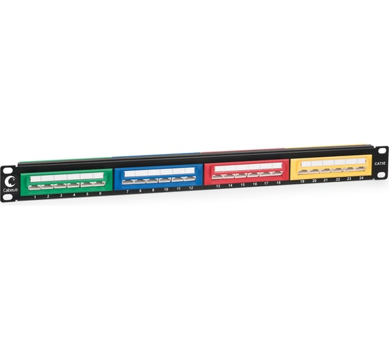 Патч-панель Cabeus 1U, 24 порта, RJ-45, категория 5e, PLCOL-24-Cat.5e-Dual