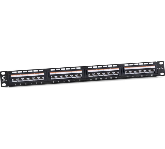 Патч-панель Cabeus 1U, 24 порта, RJ-45, категория 5e, угол портов 45 градусов , PLAN-24-Cat.5e-Dual PLAN-24-Cat.5e-Dual IDC