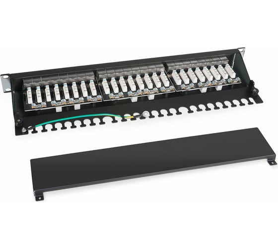 Патч-панель Cabeus 1U, 24 порта, RJ-45, категория 6a, экранированная, PL-24-Cat.6a-SH-Dual