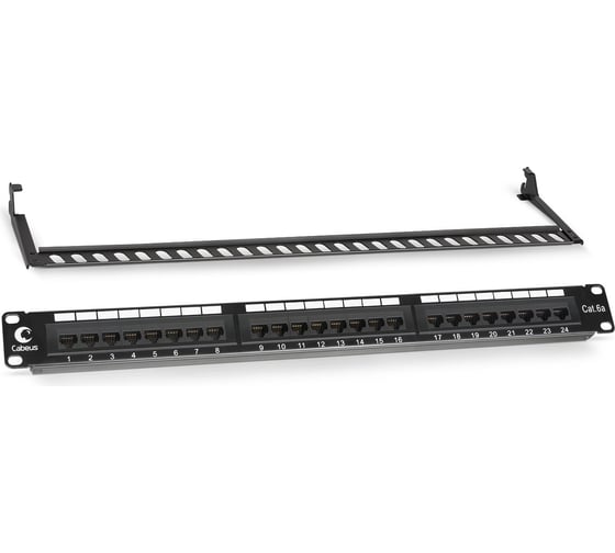 Патч-панель Cabeus 1U, 24 порта, RJ-45, категория 6a, PL-24-Cat.6a-Dual