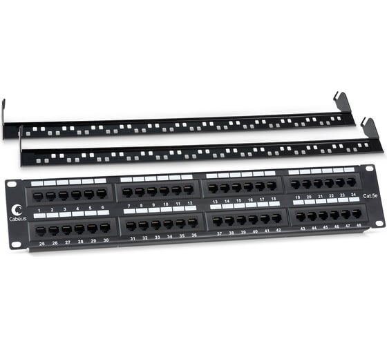 Патч-панель Cabeus 2U, 48 портов, RJ-45, категория 5e, PL-48-Cat.5e-Dual