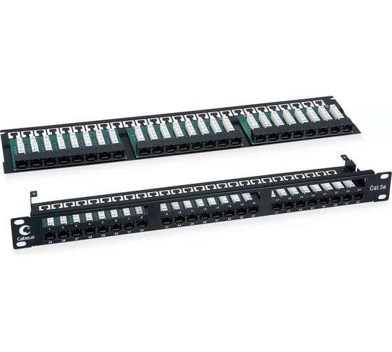 Патч-панель Cabeus высокой плотности, 1U, 48 портов RJ-45, категория 5e, PLHD-48-Cat.5e-Dual