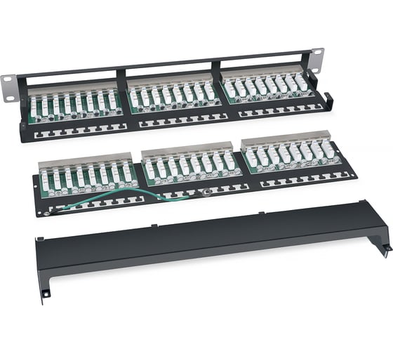 Патч-панель Cabeus высокой плотности, 1U, 48 портов RJ-45, категория 5e PLHD-48-Cat.5e-SH-Dual IDC-1U