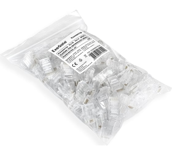 Коннектор RJ-45 ExeGate Категории 6 8P8C под одножильный кабель 100шт 283691