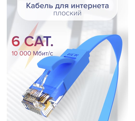 Патч-корд RJ45 GCR PROF  20.0m, UTP медь категории 6, синий, 30 AWG, 10 Гбит/с, T568B VIVLNIC621-20.0m