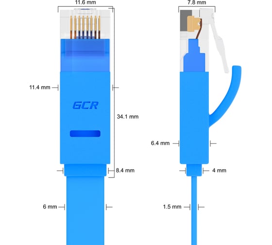 Патч-корд RJ45 GCR PROF  20.0m, UTP медь категории 6, синий, 30 AWG, 10 Гбит/с, T568B VIVLNIC621-20.0m