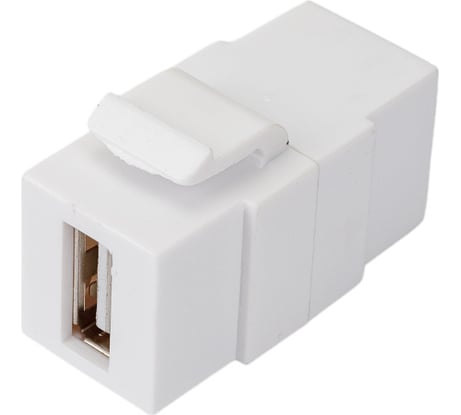 Вставка LANMASTER Keystone USB 2.0, тип A, мама-мама, 180 градусов, белая LAN-OK-USB20-AA/V-WH