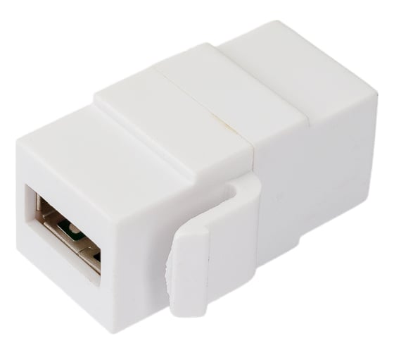 Вставка LANMASTER Keystone USB 2.0, тип A, мама-мама, 180 градусов, белая LAN-OK-USB20-AA/V-WH