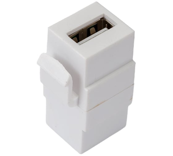 Вставка LANMASTER Keystone USB 2.0, тип A, мама-мама, 180 градусов, белая LAN-OK-USB20-AA/V-WH