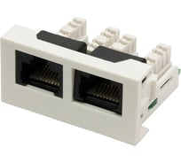 Вставка LANMASTER Mosaic 22.5x45 2xRJ45 Cat.6, белая LAN-WA-LP-2x45/6-WH