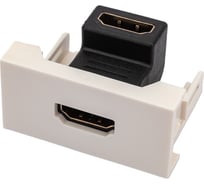 Вставка LANMASTER Mosaic 22.5x45, с угловым адаптером HDMI, мама-мама, белая LAN-WA-LP-HD90CP-WH