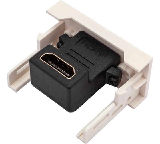 Вставка LANMASTER Mosaic 22.5x45, с угловым адаптером HDMI, мама-мама, белая LAN-WA-LP-HD90CP-WH