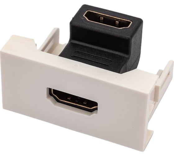 Вставка LANMASTER Mosaic 22.5x45, с угловым адаптером HDMI, мама-мама, белая LAN-WA-LP-HD90CP-WH 1
