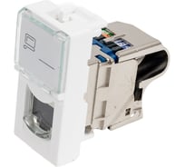 Вставка LANMASTER Mosaic 22.5x45, RJ-45 STP, категория6, белая LAN-SIP-22S6-WH