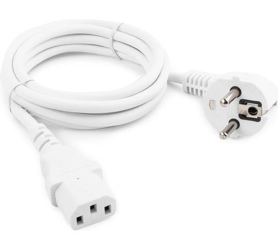 Кабель питания Cablexpert Schuko-C13, 3x0.5мм2, 6A, с заземлением, 1.8м, белый, пакет, PC-186W