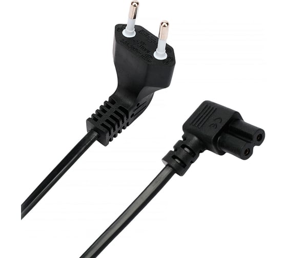 Кабель питания Cablexpert CEE 7/16-C7, 2x0.75мм2, 2.5А, VDE, угловые разъемы, 1.8м, черный, пакет, PC-184A-VDE-1.8M