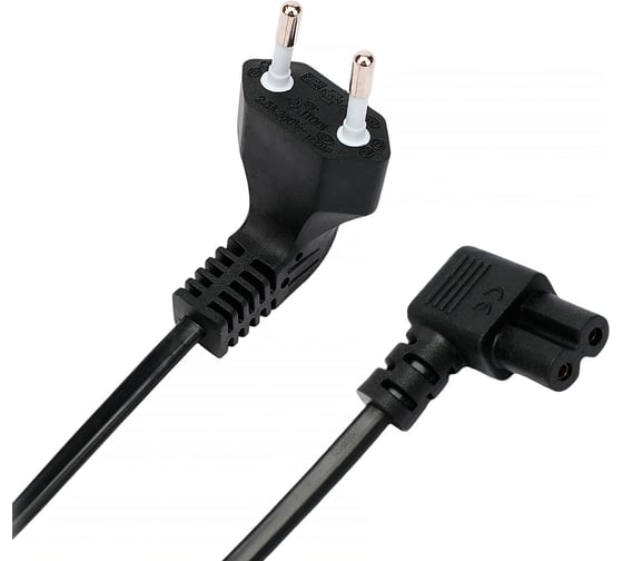 Кабель питания Cablexpert CEE 7/16-C7, 2x0.75мм2, 2.5А, VDE, угловыеразъемы, 3м, черный, пакет, PC-184A-VDE-3M