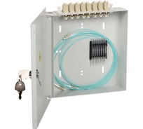 Оптический настенный распределительный кросс ITK укомплектованный: адаптеры SC (Simplex) 4шт; пигтейлы SC/UPC 50/125 (OM2); ложемент; КДЗС FOBX8-N-4SCUS50