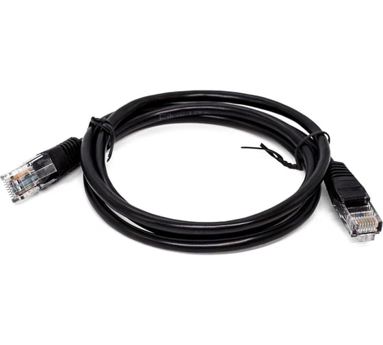 Кабель патч-корд Filum U/UTP 6 кат. 1м 26AWG(7x0.16 мм), чистая медь, LSZH, черный FL-U6-C-LSZH-1M-BK