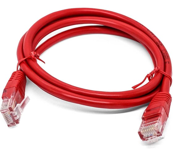 Кабель патч-корд Filum U/UTP 6 кат. 1м 26AWG(7x0.16 мм), чистая медь, LSZH, красный FL-U6-C-LSZH-1M-R