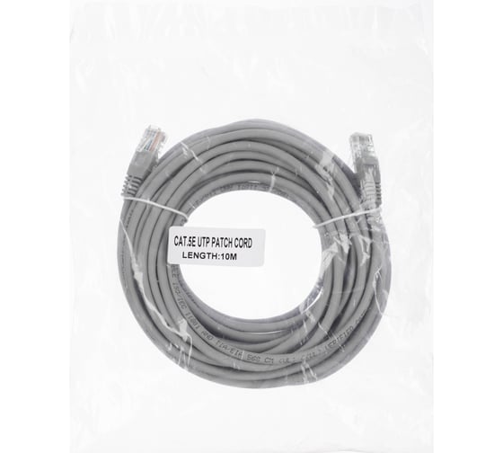 Патч-корд W&T 10М, UTP, КАТЕГОРИЯ 5E, СЕРЫЙ WT-2038A10 GREY
