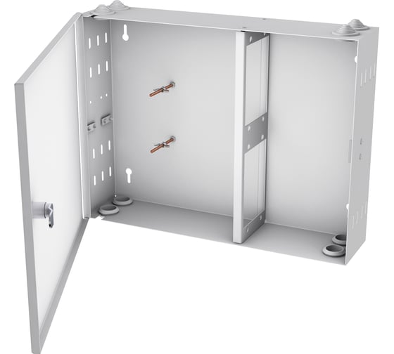 Кросс оптический настенный NTSS укомплектованный, 20 портов ST/UPC, 50/125 мкм ОМ3 (планки, сплайс-кассета, пигтейлы, КДЗС, адаптеры) серый RAL 7035 NTSS-WFOB-20-ST/U-503-SP1.5G2AY