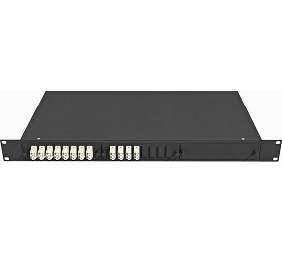 Кросс оптический стоечный TopLAN 19", 24 LC/UPC адаптера, многомодовый OM4, 1U, черный, укомплектованный КРС-Top-1U-24LC/U-OM4-BK 1