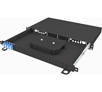 Кросс оптический стоечный выдвижной TopLAN 19", 12 LC/UPC адаптеров, одномодовый, 1U, черный, укомплектованный КРСв-Top-1U-12LC/U-OS2-BK